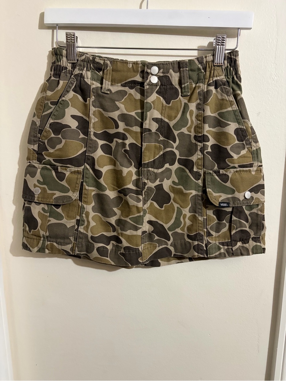 Vans Camo Cargo Mini Skirt in Olive and Brown